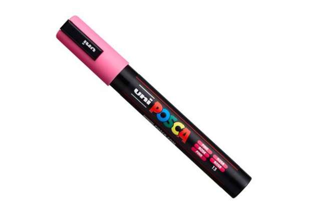 Immagine di Marcatore a base d'acqua Uni Posca PC5M  - punta tonda media da 1,8mm a 2,5mm - rosa - Uni Mitsubish