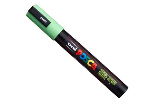 Immagine di Marcatore a base d'acqua Uni Posca PC5M  - punta  tonda media da 1,8mm a 2,5mm - verde chiaro - Uni