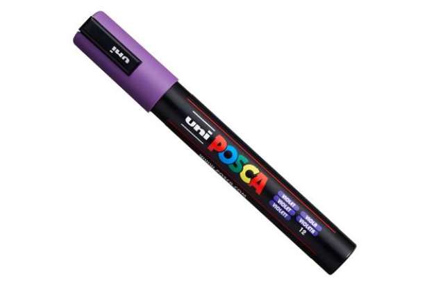Immagine di Marcatore a base d'acqua Uni Posca PC5M  - punta  tonda media da 1,8mm a 2,5mm - viola - Uni Mitsubi