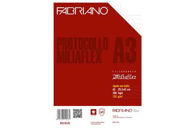 Immagine di Foglio protocollo - A4 - uso bollo - 125 gr - Fabriano - conf. 200 pezzi