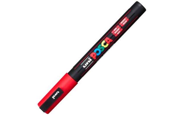 Immagine di Marcatore a base d'acqua Uni Posca PC3M  - punta fine da 0,9mm a 1,3mm - rosso - Uni Mitsubishi