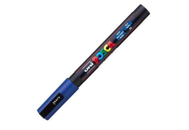 Immagine di Marcatore a base d'acqua Uni Posca PC3M - punta fine da 0,9mm a 1,3mm - blu - Uni Mitsubishi