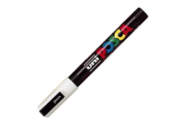 Immagine di Marcatore a base d'acqua Uni Posca PC3M  - punta fine da 0,9mm a 1,3mm - bianco - Uni Mitsubishi
