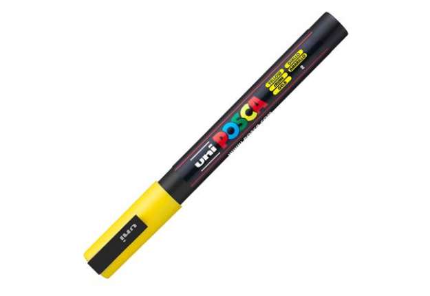 Immagine di Marcatore a base d'acqua Uni Posca PC3M  - punta fine da 0,9mm a 1,3mm - giallo - Uni Mitsubishi