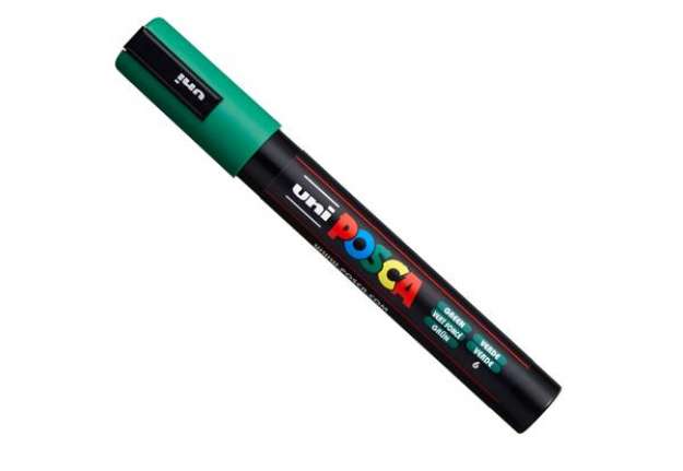 Immagine di Marcatore a base d'acqua Uni Posca PC5M  - punta  tonda media da 1,8mm a 2,5mm - verde - Uni Mitsubi