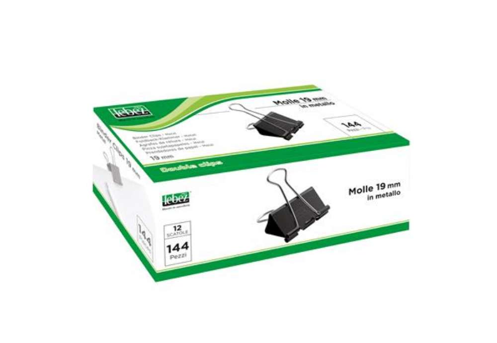 Immagine di Molla Double Clips - 1,9 cm - nero - Lebez - conf. 12 pezzi
