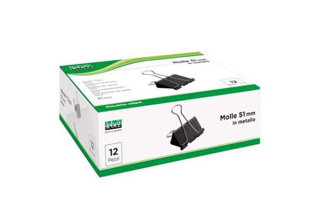 Immagine di Molla Double Clips - 5,1 cm - nero - Lebez - conf. 12 pezzi