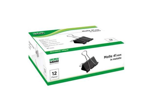 Immagine di Molla Double Clips - 4,1 cm - nero - Lebez - conf. 12 pezzi