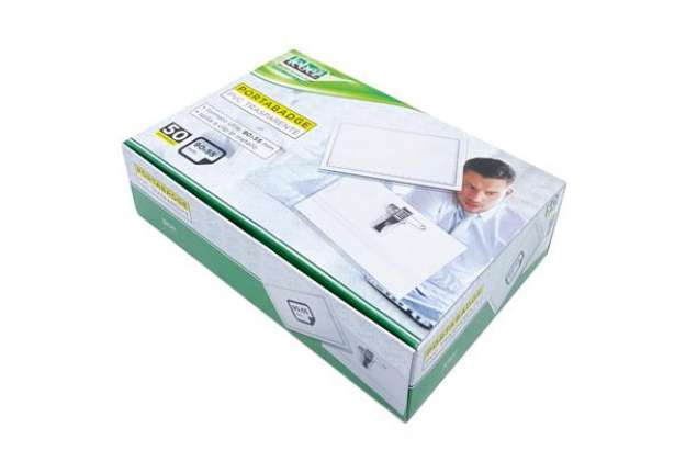 Immagine di Portabadge con clip e spilla - 9 x 5,5 cm - Lebez - conf. 50 pezzi