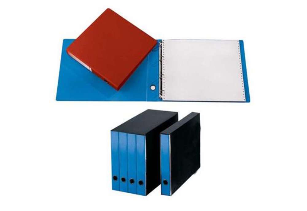 Immagine di Portatabulati ad anelli - senza custodia (singolo) - dorso 5 cm - 31,5x42 cm - azzurro - Cartotecnic