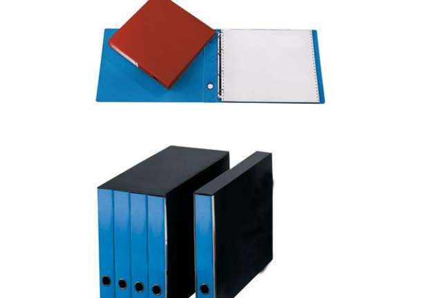 Immagine di Gruppo 4 portatabulati - ad anelli - dorso 5 cm - 31,5x42 cm - azzurro - Cartotecnica del Garda