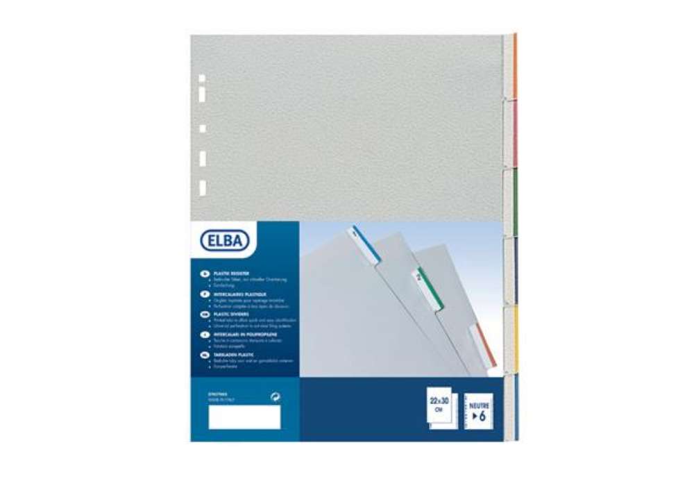 Immagine di Separatore - 6 tacche personalizzabili - PP - 22x30 cm - grigio - Favorit