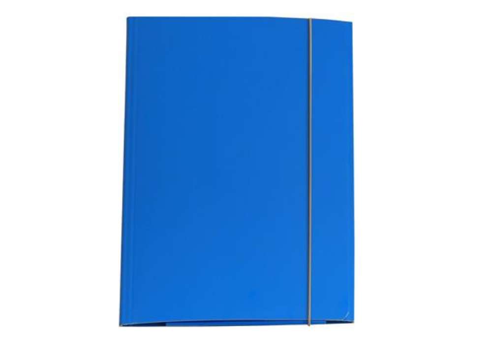 Immagine di Cartella 3 lembi con elastico - A4 - dorso variabile - cartone plastificato - azzurro - Cartotecnica