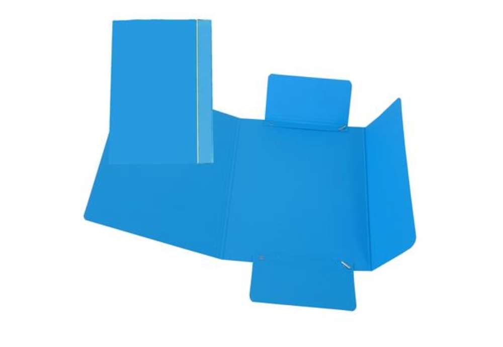 Immagine di Cartella 3 lembi con elastico - A5 - dorso variabile - cartone plastificato - azzurro - Cartotecnica