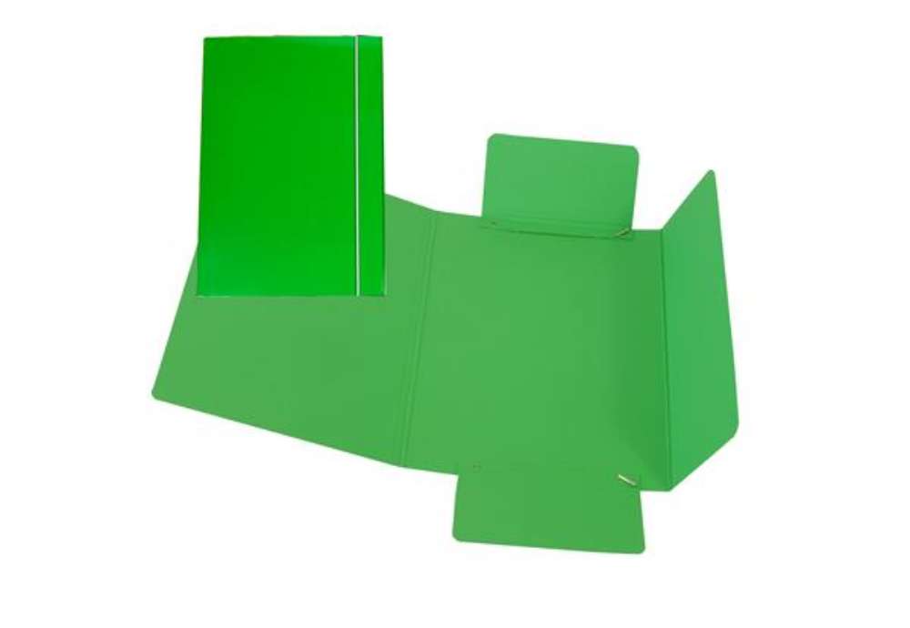 Immagine di Cartella 3 lembi con elastico - A5 - dorso variabile - cartone plastificato - verde - Cartotecnica d