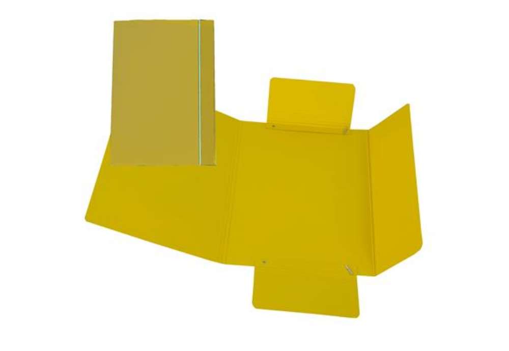 Immagine di Cartella 3 lembi con elastico - A5 - dorso variabile - cartone plastificato - giallo - Cartotecnica