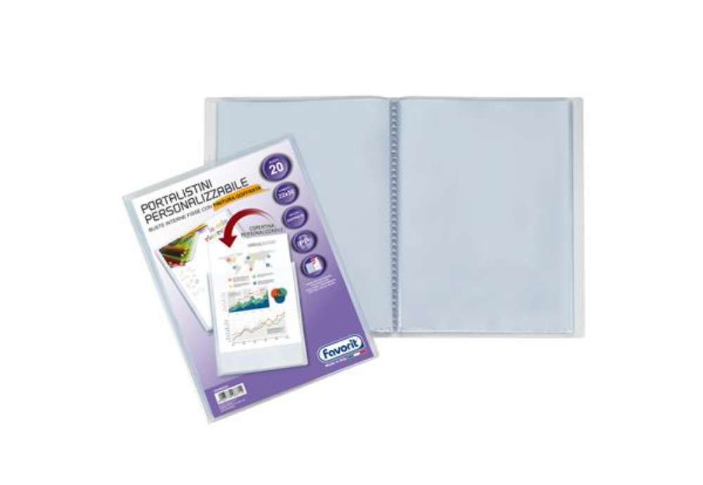Immagine di Portalistini personalizzabile Sviluppo - buccia - 22x30 cm - 20 buste - trasparente - Favorit