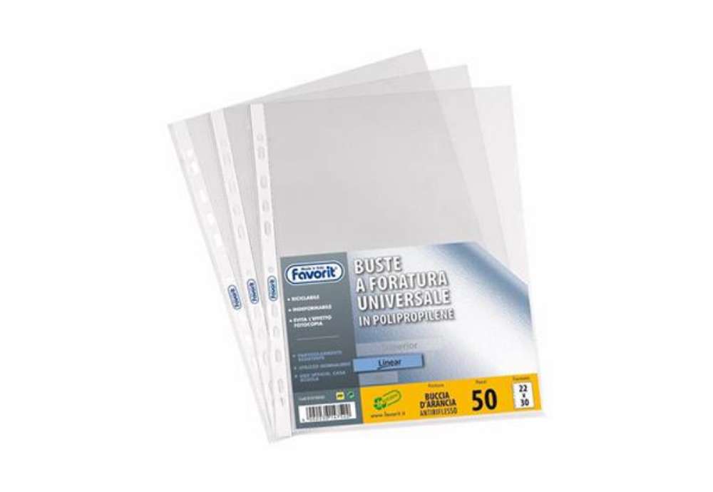 Immagine di Buste forate Special PP - Linear - buccia - 22 x 30 cm - trasparente - Favorit - conf. 50 pezzi