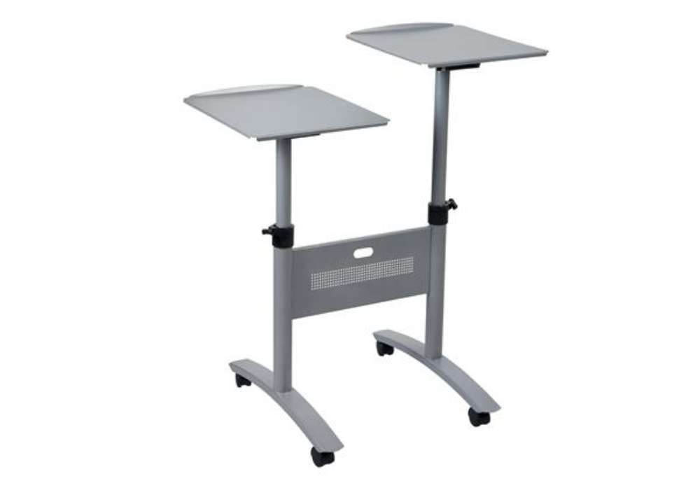 Immagine di Carrello Twin - per proiettori multimediali - 2 ripiani - con ruote - 86 x 60 x 120 cm - grigio - No