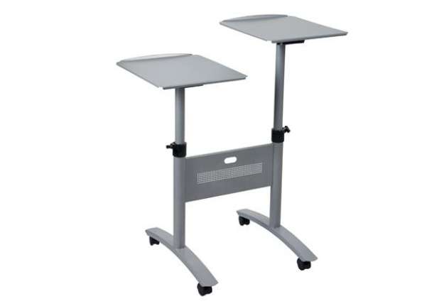 Immagine di Carrello Twin - per proiettori multimediali - 2 ripiani - con ruote - 86 x 60 x 120 cm - grigio - No