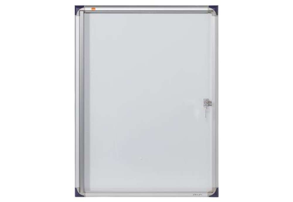 Immagine di Bacheca per interni ultrapiatta - fondo in metallo magnetico bianco - 4 fogli A4 - verticale - Nobo