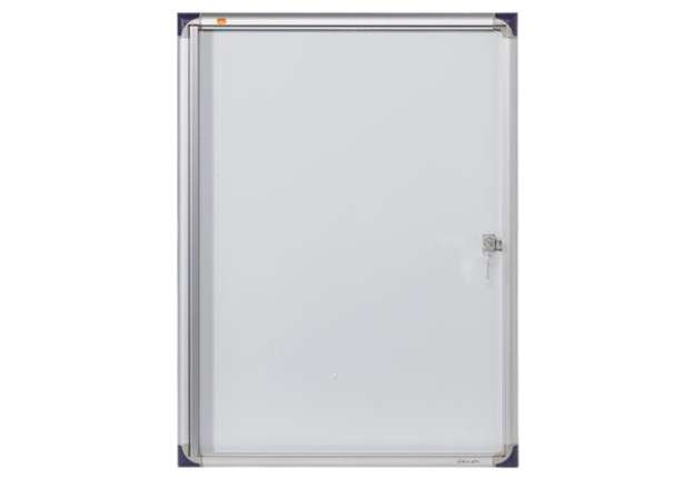 Immagine di Bacheca per interni ultrapiatta - fondo in metallo magnetico bianco - 4 fogli A4 - verticale - Nobo
