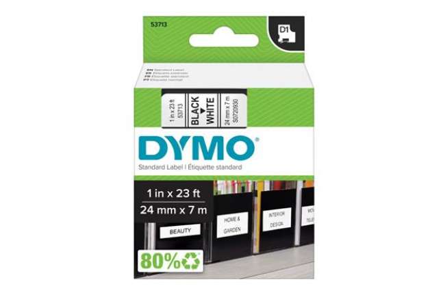 Immagine di Nastro D1 537130 - 24 mm x 7 mt - nero/bianco - Dymo