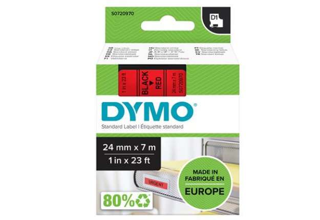Immagine di Nastro D1 537170 - 24 mm x 7 mt - nero/rosso - Dymo