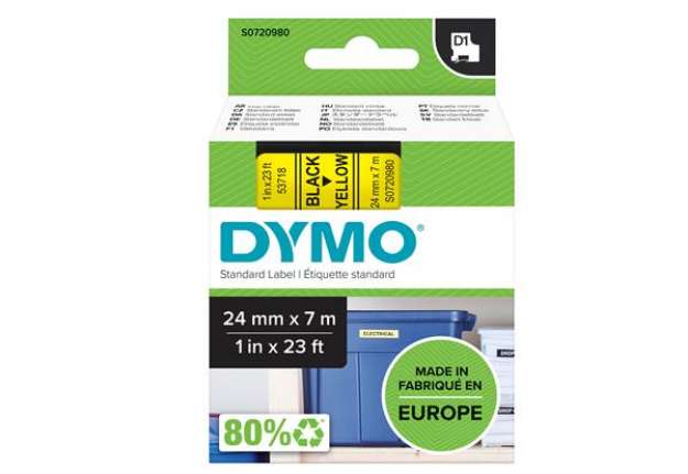 Immagine di Nastro D1 537180 - 24 mm x 7 mt - nero/giallo - Dymo