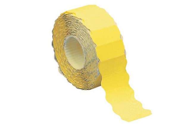 Immagine di Etichetta a onda - permanente - 26x12 mm - giallo fluo - Markin - rotolo da 1500 etichette