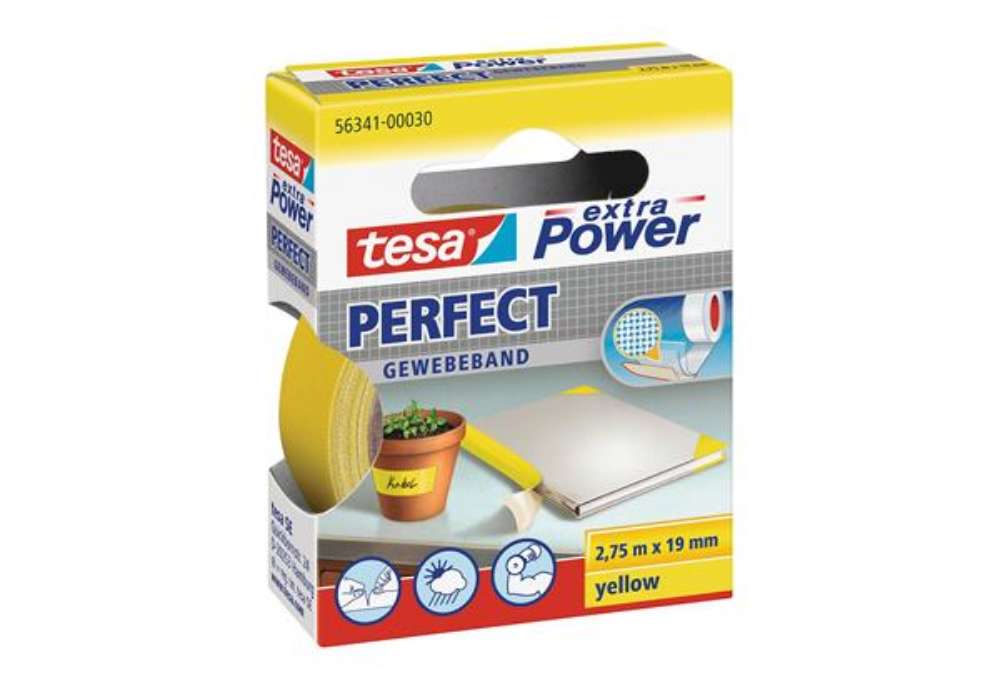 Immagine di Nastro adesivo telato XP Perfect - 19 mm x 2,7 m - tela plastificata - giallo - Tesa