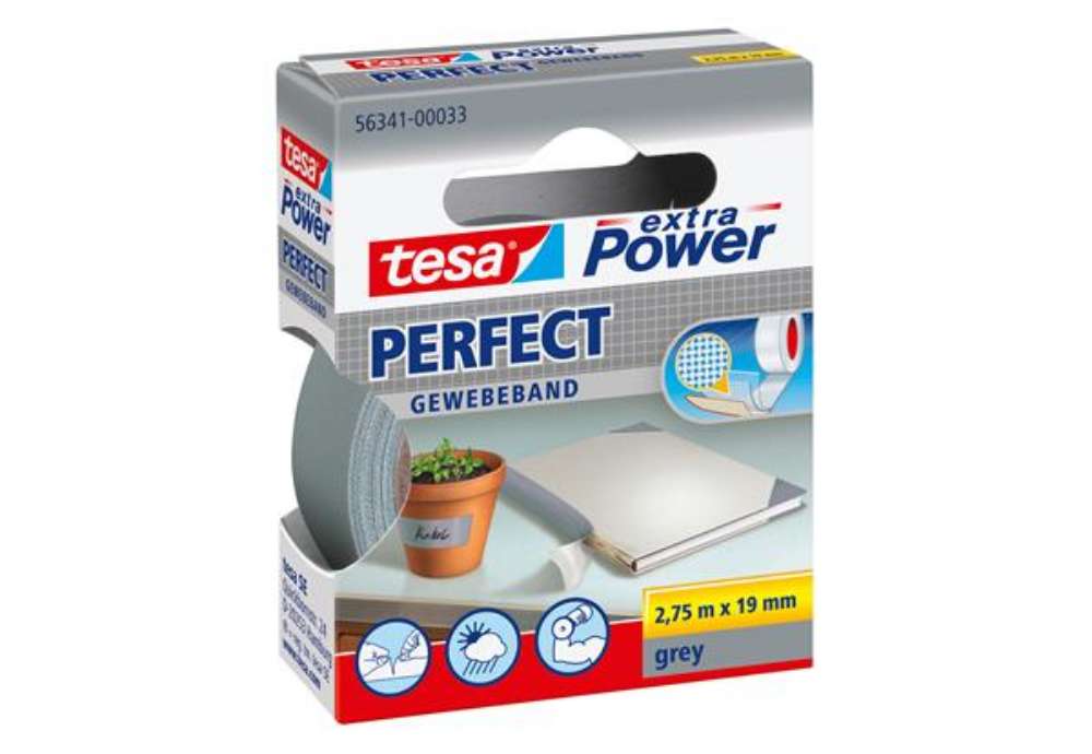 Immagine di Nastro adesivo telato XP Perfect - 19 mm x 2,7 m - tela plastificata - grigio - Tesa