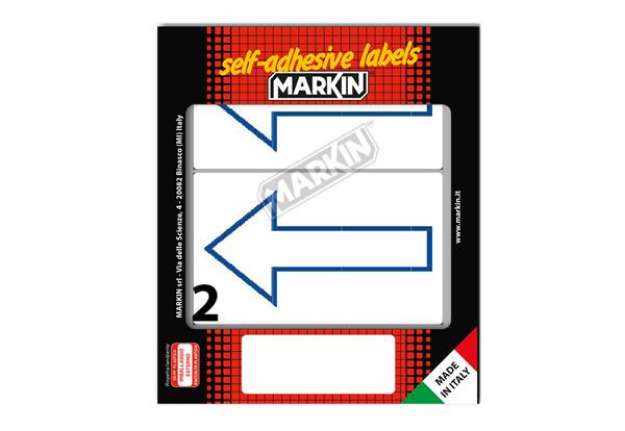 Immagine di Etichette adesive simbolo freccia blu (alto) - in carta - permanenti - 115 x 70 mm - 2 et/fg - 10 fo