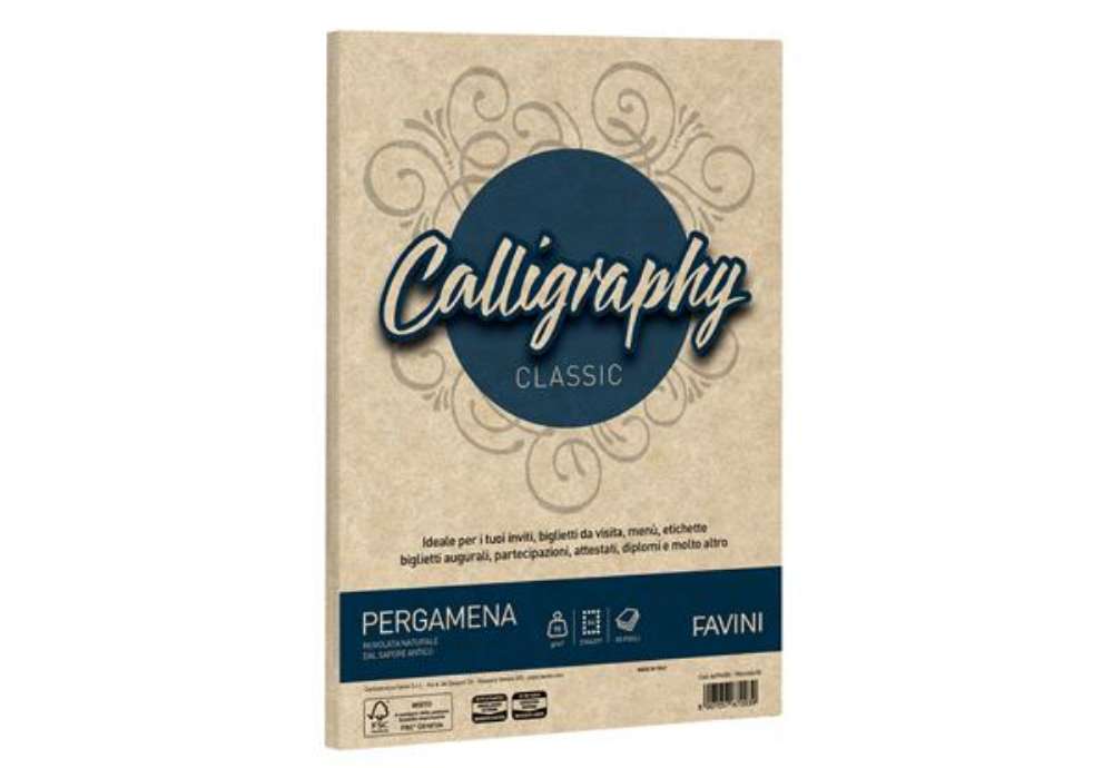 Immagine di Carta Calligraphy Pergamena - A4 - 90 gr - nocciola 04 - Favini - conf. 50 fogli