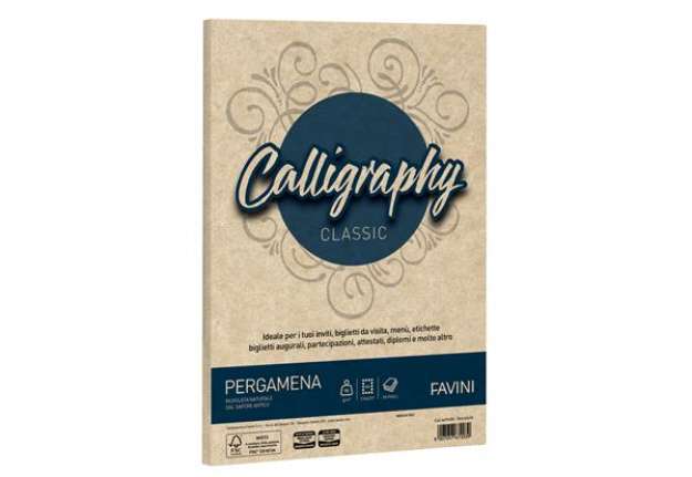 Immagine di Carta Calligraphy Pergamena - A4 - 90 gr - nocciola 04 - Favini - conf. 50 fogli