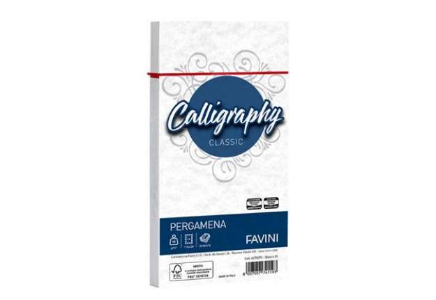 Immagine di Busta Calligraphy Pergamena - 110 x 220 mm - 90 gr - bianco 01 - Favini - conf. 25 pezzi