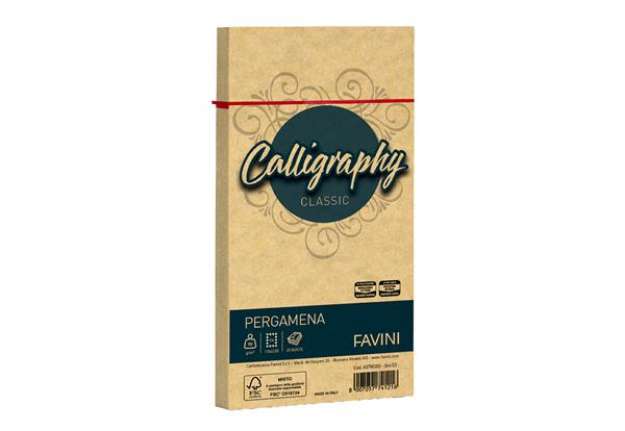 Immagine di Busta Calligraphy pergamena - 110 x 220 mm - 90 gr - oro 03 - Favini - conf. 25 pezzi