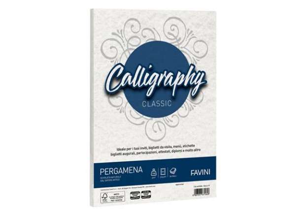 Immagine di Carta Calligraphy pergamena - A4 - 190 gr - bianco 01 - Favini - conf. 50 fogli