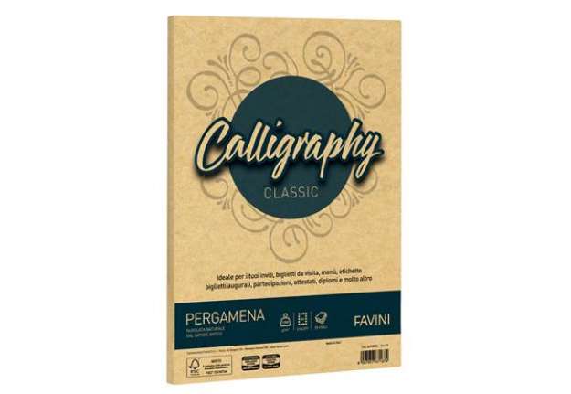 Immagine di Carta Calligraphy pergamena - A4 - 190 gr - oro 03 - Favini - conf. 50 fogli