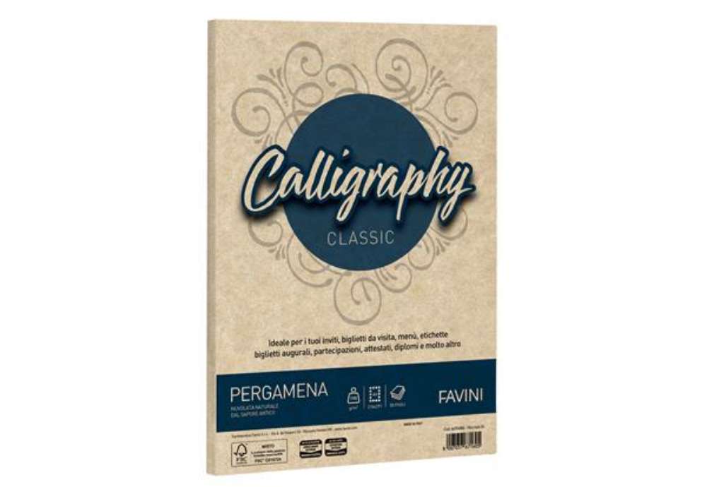 Immagine di Carta Calligraphy pergamena - A4 - 190 gr - nocciola 04 - Favini - conf. 50 fogli
