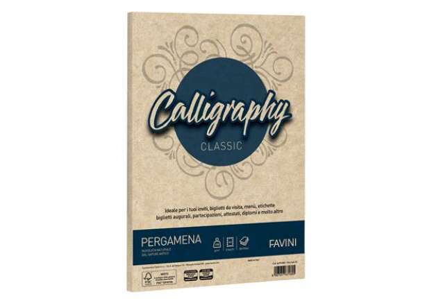 Immagine di Carta Calligraphy pergamena - A4 - 190 gr - nocciola 04 - Favini - conf. 50 fogli