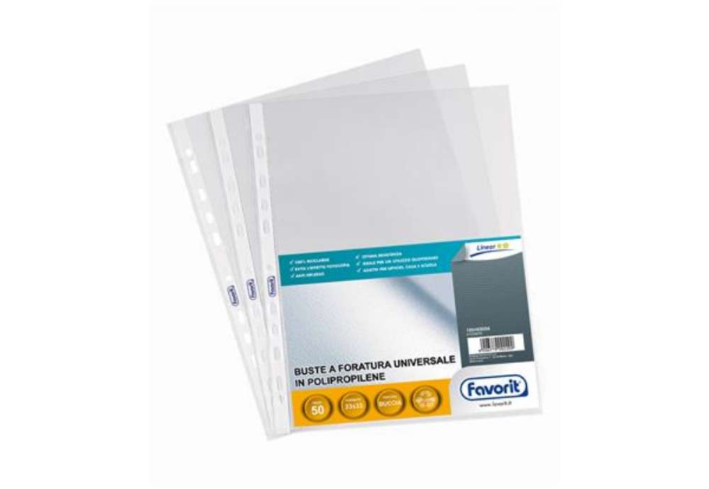 Immagine di Buste forate Special PP - Linear - buccia - 23 x 33 cm - trasparente - Favorit - conf. 50 pezzi