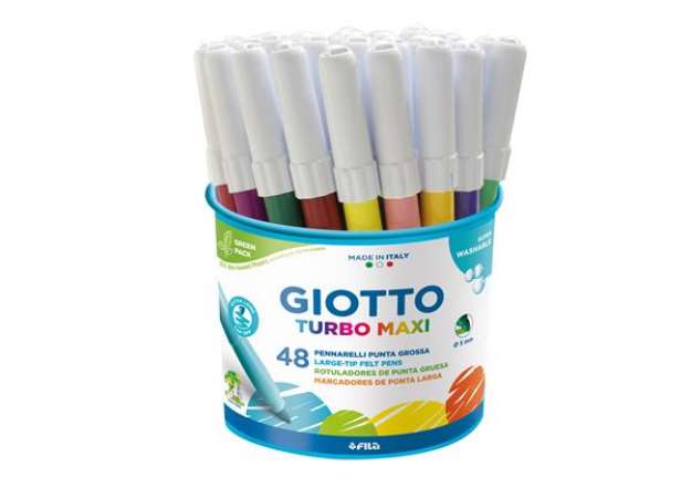 Immagine di Pennarelli Turbomaxi - punta ø5mm - colori assortiti - Giotto - barattolo 48 pezzi