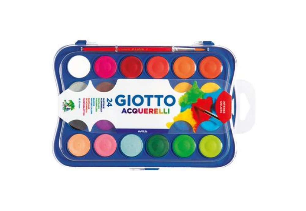 Immagine di Pastiglie Acquerelli - ø 30mm  - colori assortiti - Giotto - astuccio 24 pastiglie