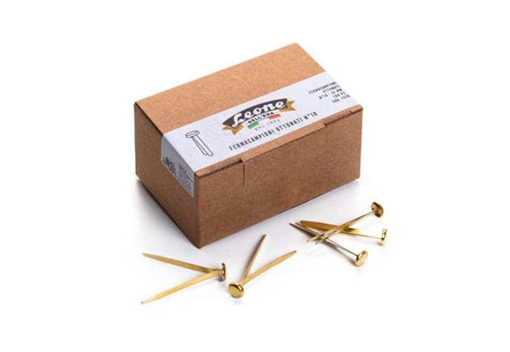 Immagine di Fermacampioni ottonati - n. 10 - 5 cm - Leone - conf. 100 pezzi