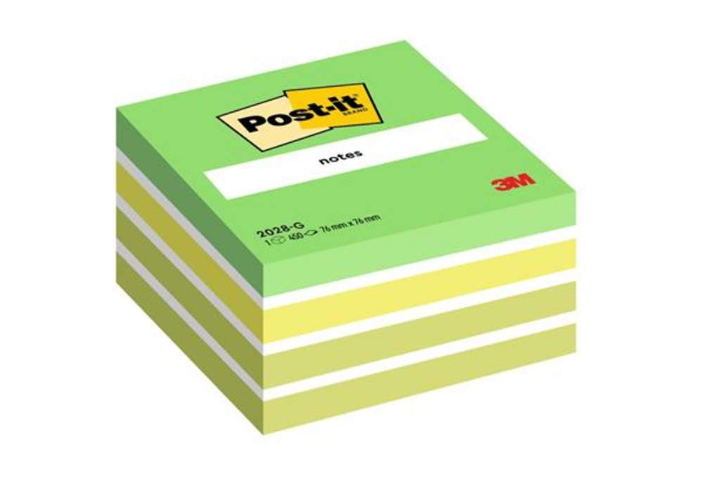 Immagine di Blocco foglietti Cubo - 2028-G - 76 x 76 mm - 72 gr - colori assortiti - 450 fogli - Post-it