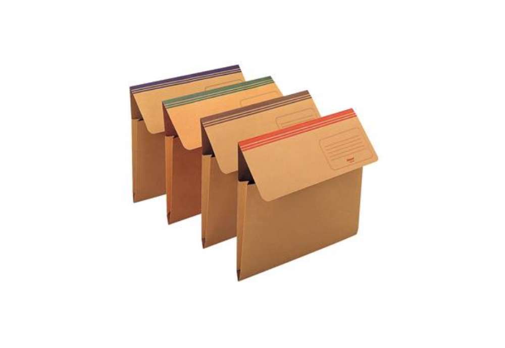 Immagine di Cartellina a busta Dixie Mec - 200 gr - 33,7 x 26,2 cm - cartoncino avana - blu - Rexel