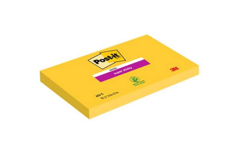 Immagine di Blocco foglietti Post-it Super Sticky - 655-S - 76 x 127 mm - giallo oro - 90 fogli - Post-it