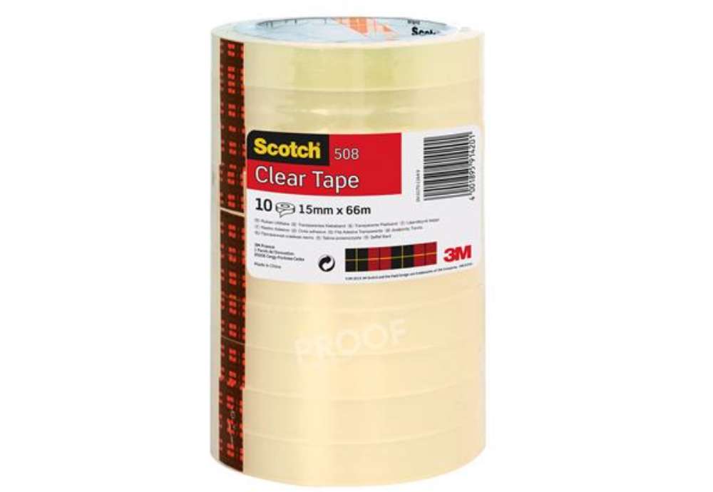 Immagine di Nastro adesivo 508 - 15 mm x 66 m - PP - trasparente - Scotch - torre 10 rotoli