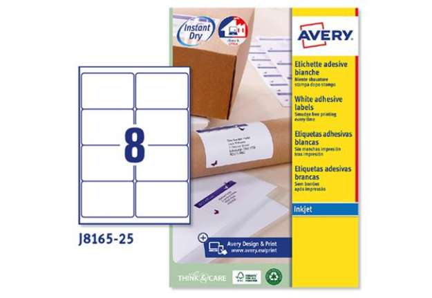 Immagine di Etichette adesive J8165 - in carta - angoli arrotondati - inkjet - permanenti - 99,1 x 67,7 mm - 8 e